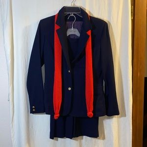 IRA JOYCE Dark Blue 2 Piece Skirt Suit. Size 7/8